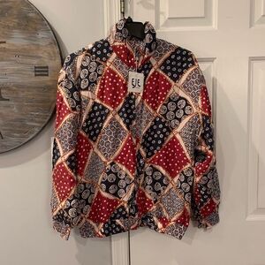 Vintage EJE Silk Patchwork Zip Up Jacket sz M NWT